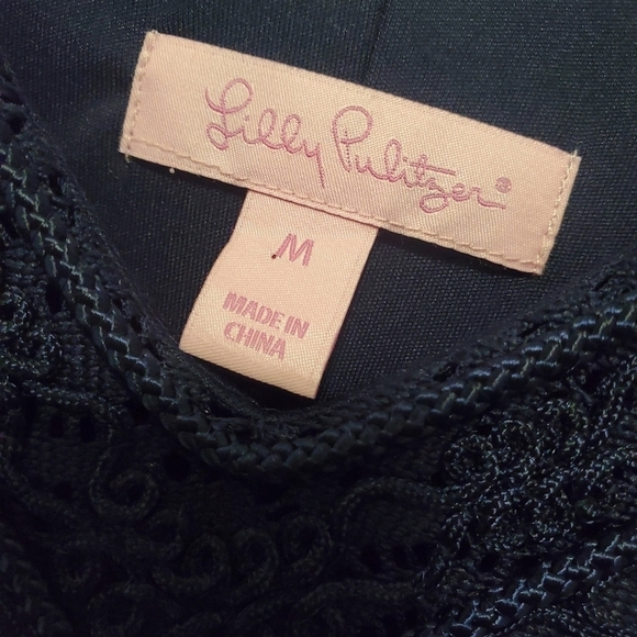 Lilly Pulitzer Navy Alden Tunic Dress Embroidered Neckline V-Neck Medium - Picture 8 of 12